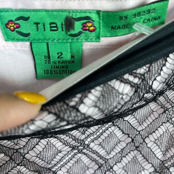 Tibi Women’s Size 2 Mesh Lace Mini Shirt Overlay Pink Black Preppy Lightweight - Picture 2 of 8